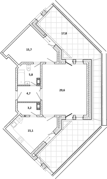 2-комнатная квартира  №37 в White House: 91.9 м², этаж 7 - купить в Санкт-Петербурге