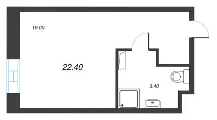 1-комнатная квартира  №1030 в VIDI: 22.1 м², этаж 10 - купить в Санкт-Петербурге