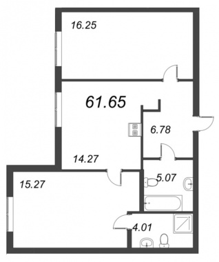 2-комнатная квартира  №4 в ID Moskovskiy: 61.65 м², этаж 2 - купить в Санкт-Петербурге