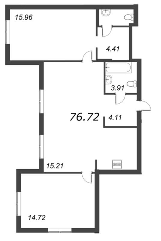 2-комнатная квартира  №3 в ID Moskovskiy: 76.72 м², этаж 2 - купить в Санкт-Петербурге