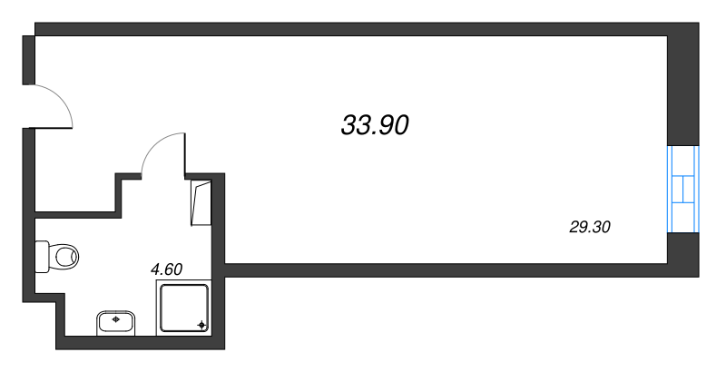 1-комнатная квартира  №915 в VIDI: 34 м², этаж 9 - купить в Санкт-Петербурге