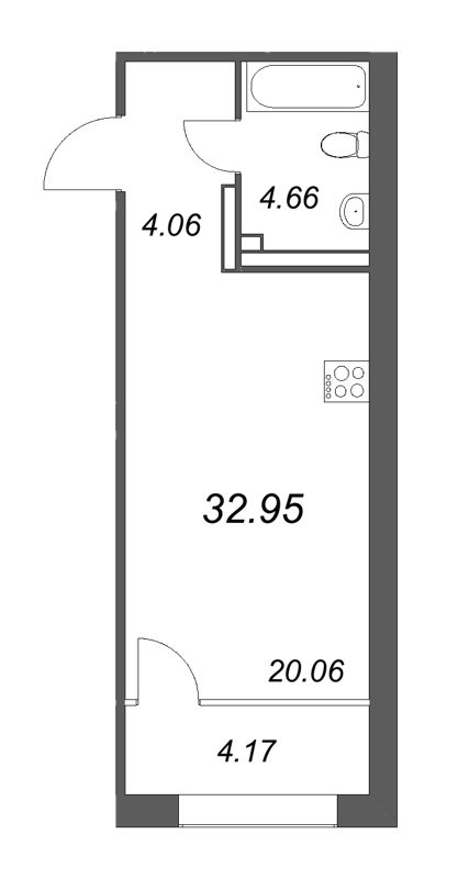 1-комнатная квартира  №441 в Цивилизация на Неве: 33.01 м², этаж 8 - купить в Санкт-Петербурге