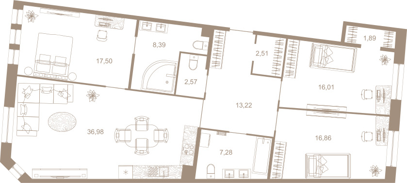 3-комнатная квартира, 123.3 м²; этаж: 2 - купить в Санкт-Петербурге