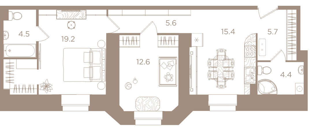 2-комнатная квартира, 67.4 м²; этаж: 2 - купить в Санкт-Петербурге