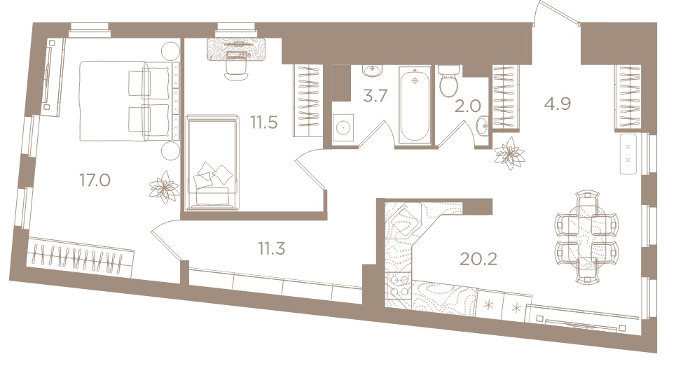 2-комнатная квартира, 70.6 м²; этаж: 4 - купить в Санкт-Петербурге