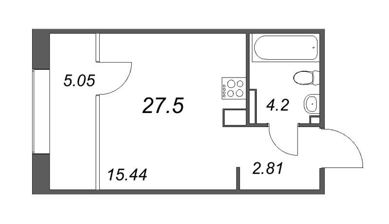 1-комнатная квартира  №398 в 17/33 Петровский остров: 28.33 м², этаж 6 - купить в Санкт-Петербурге