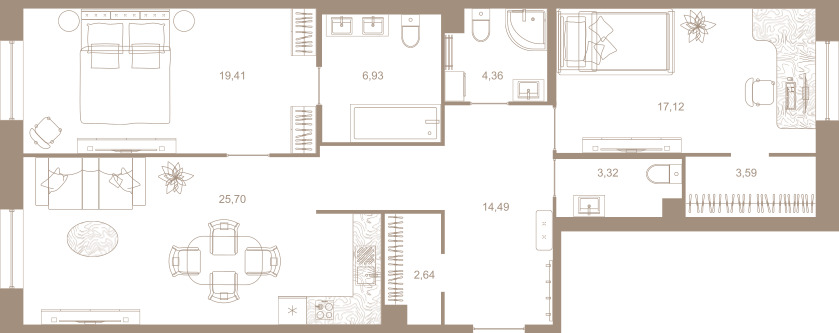 2-комнатная квартира, 97.6 м²; этаж: 2 - купить в Санкт-Петербурге