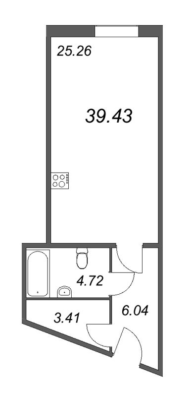 1-комнатная квартира  №201 в Лиговский, 127: 41.89 м², этаж 2 - купить в Санкт-Петербурге
