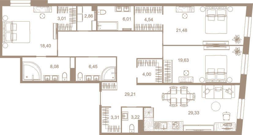 3-комнатная квартира, 160.6 м²; этаж: 3 - купить в Санкт-Петербурге
