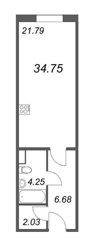 1-комнатная квартира  №303 в Лиговский, 127: 34.19 м², этаж 3 - купить в Санкт-Петербурге