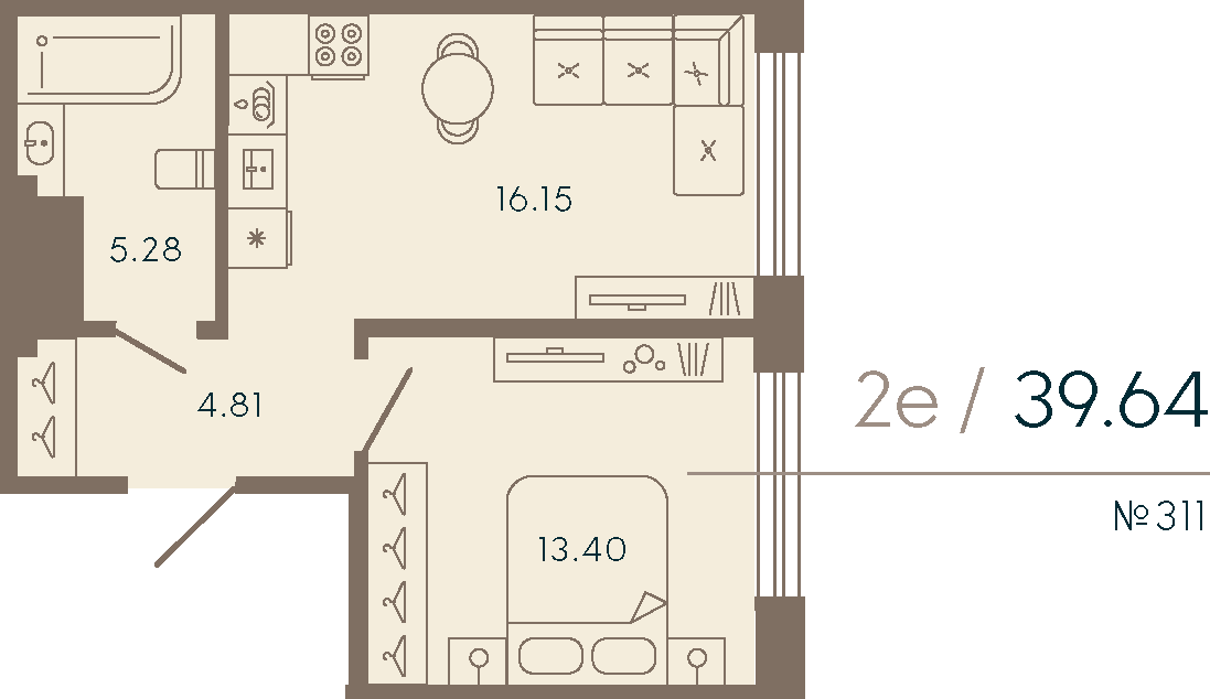 3-комнатная квартира  №311 в 17/33 Петровский остров: 134.51 м², этаж 2 - купить в Санкт-Петербурге