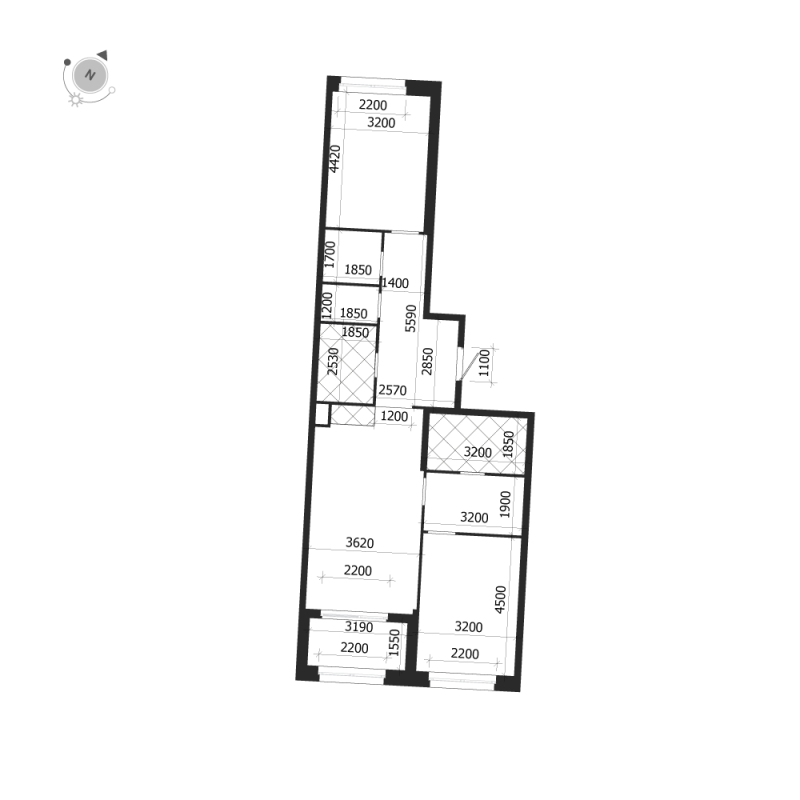 2-комнатная квартира  №297 в ЛДМ: 87.9 м², этаж 5 - купить в Санкт-Петербурге