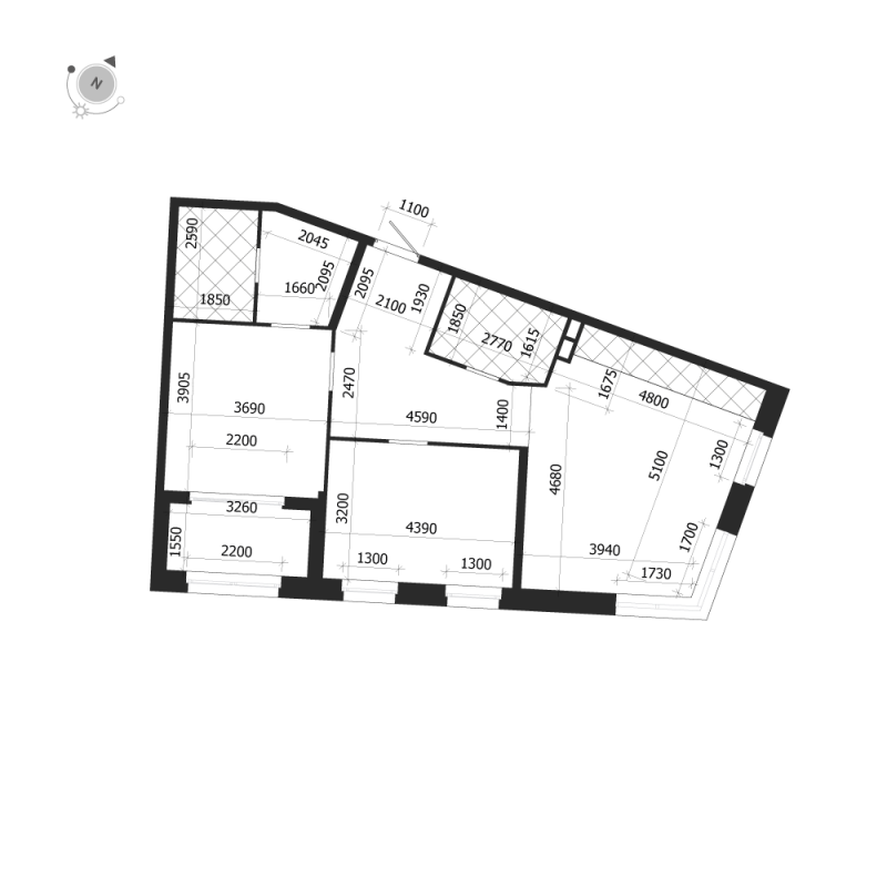 2-комнатная квартира  №290 в ЛДМ: 84.5 м², этаж 3 - купить в Санкт-Петербурге