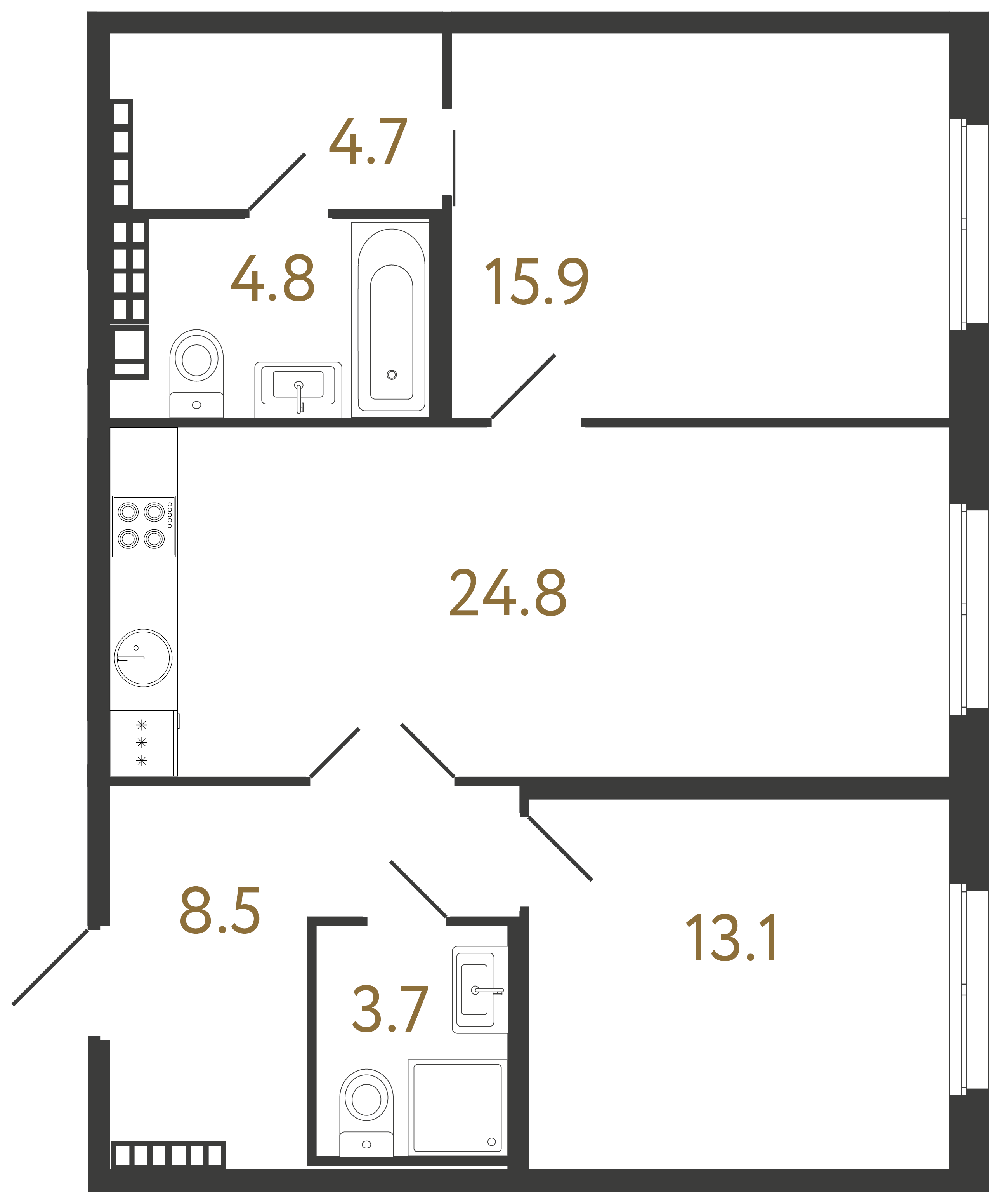 2-комнатная квартира, 75.6 м²; этаж: 7 - купить в Санкт-Петербурге
