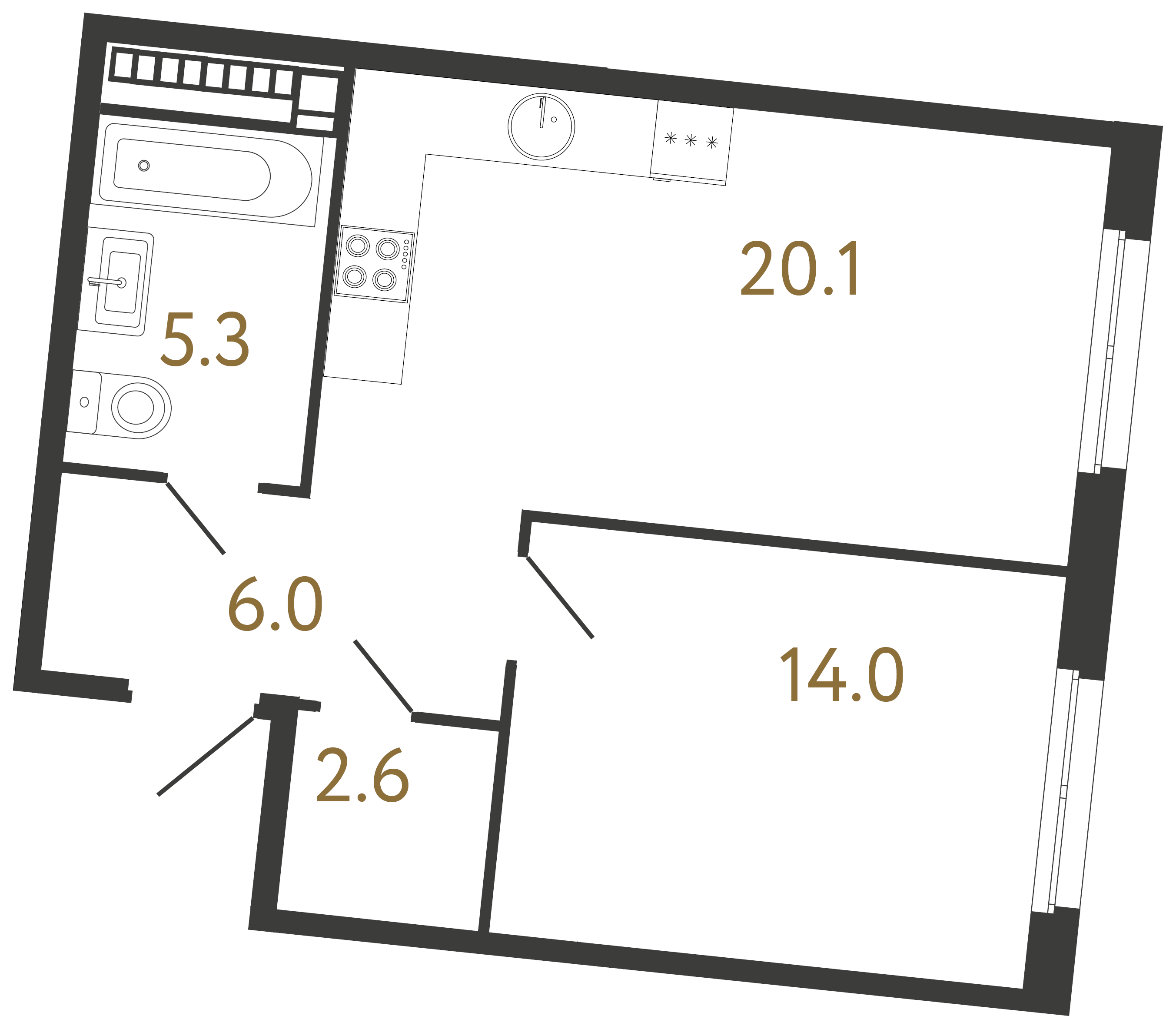 1-комнатная квартира, 48 м²; этаж: 5 - купить в Санкт-Петербурге