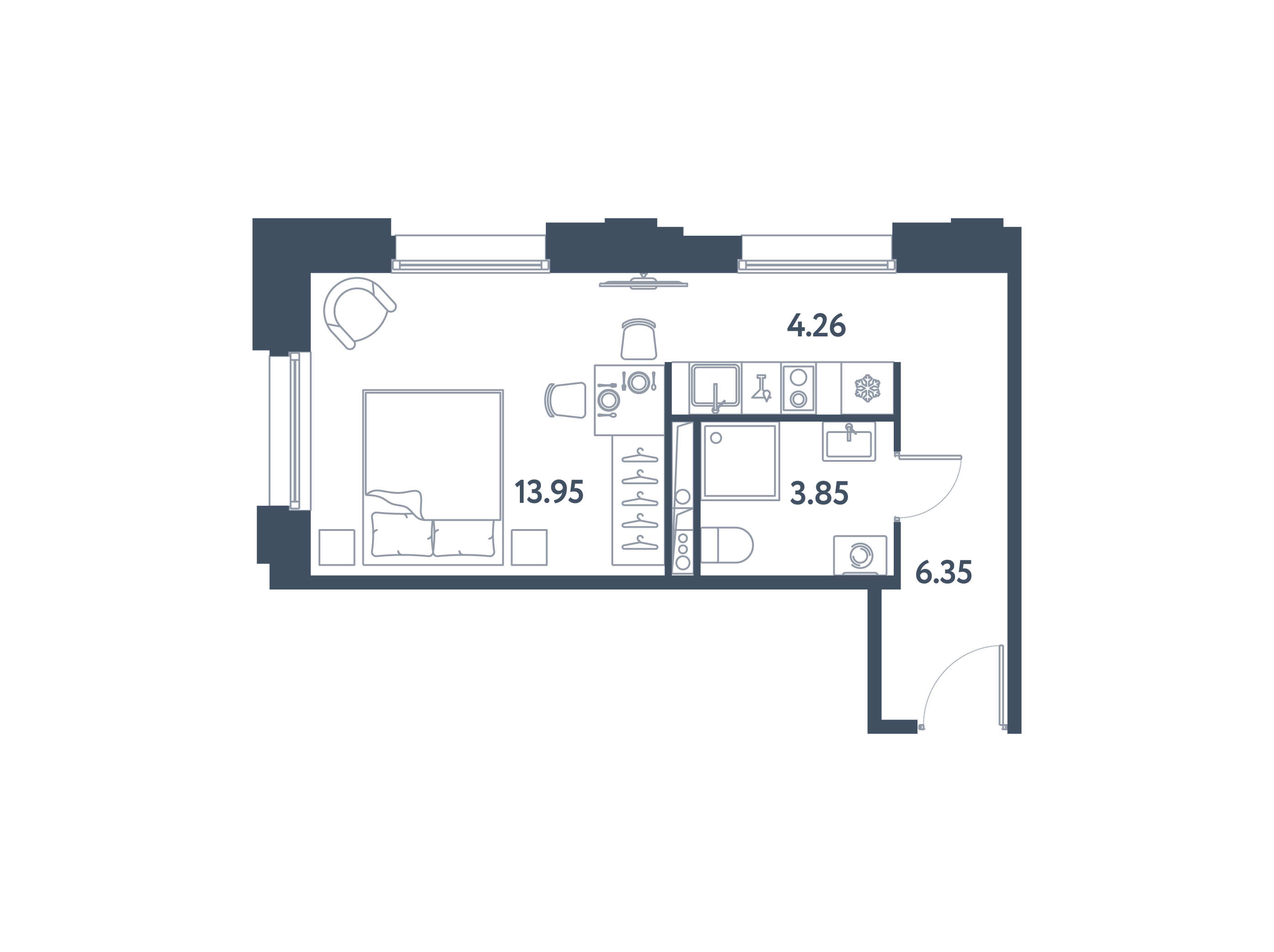 1-комнатная квартира, 28.41 м²; этаж: 5 - купить в Санкт-Петербурге