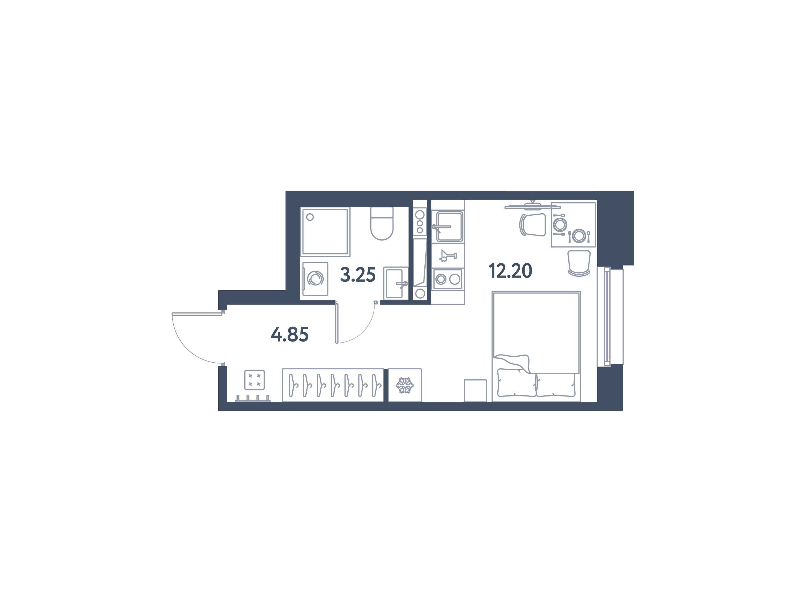 1-комнатная квартира  №502 в Avenue Apart Pulkovo: 20.3 м², этаж 3 - купить в Санкт-Петербурге