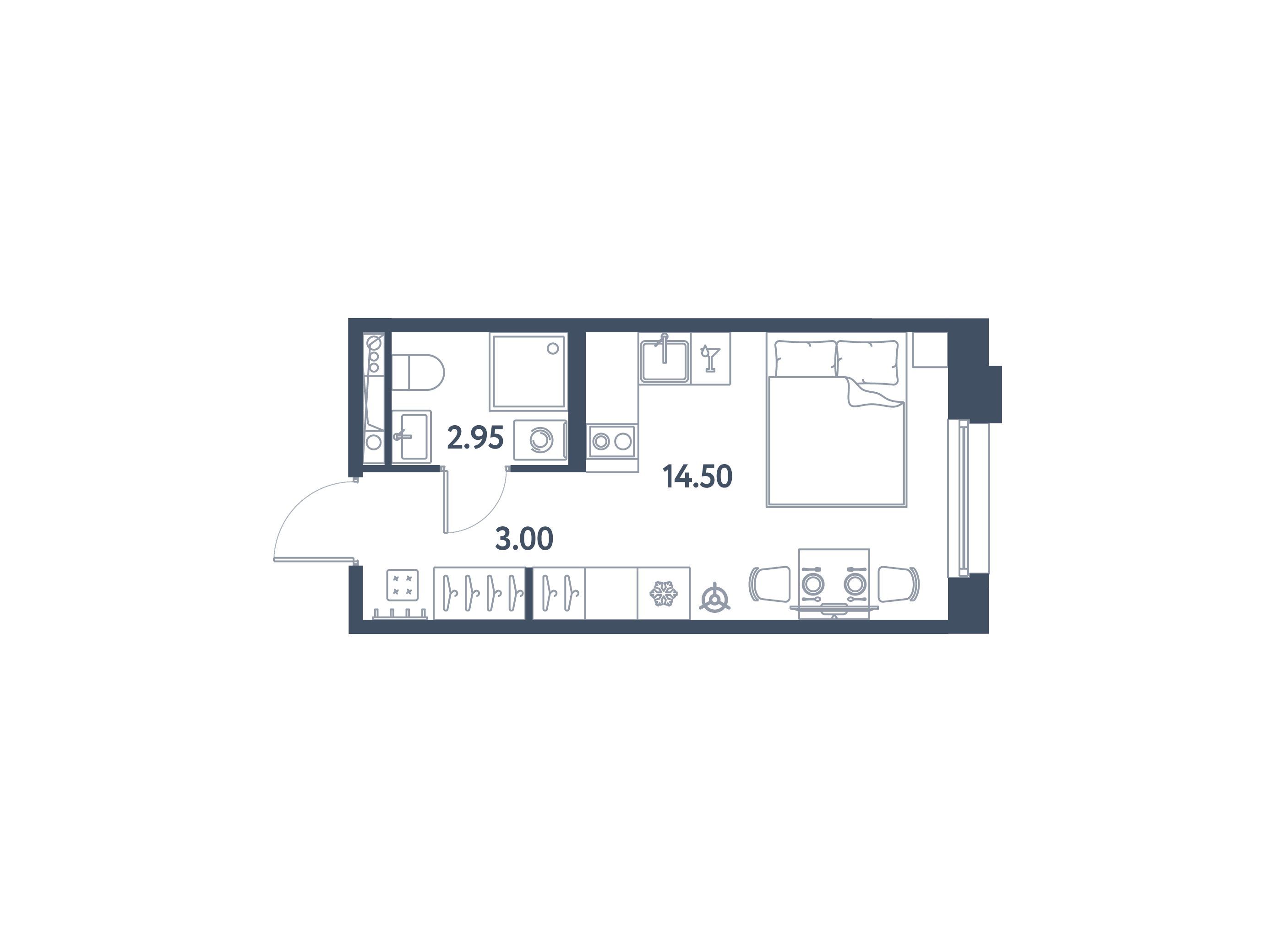 1-комнатная квартира  №506 в Avenue Apart Pulkovo: 20.45 м², этаж 3 - купить в Санкт-Петербурге