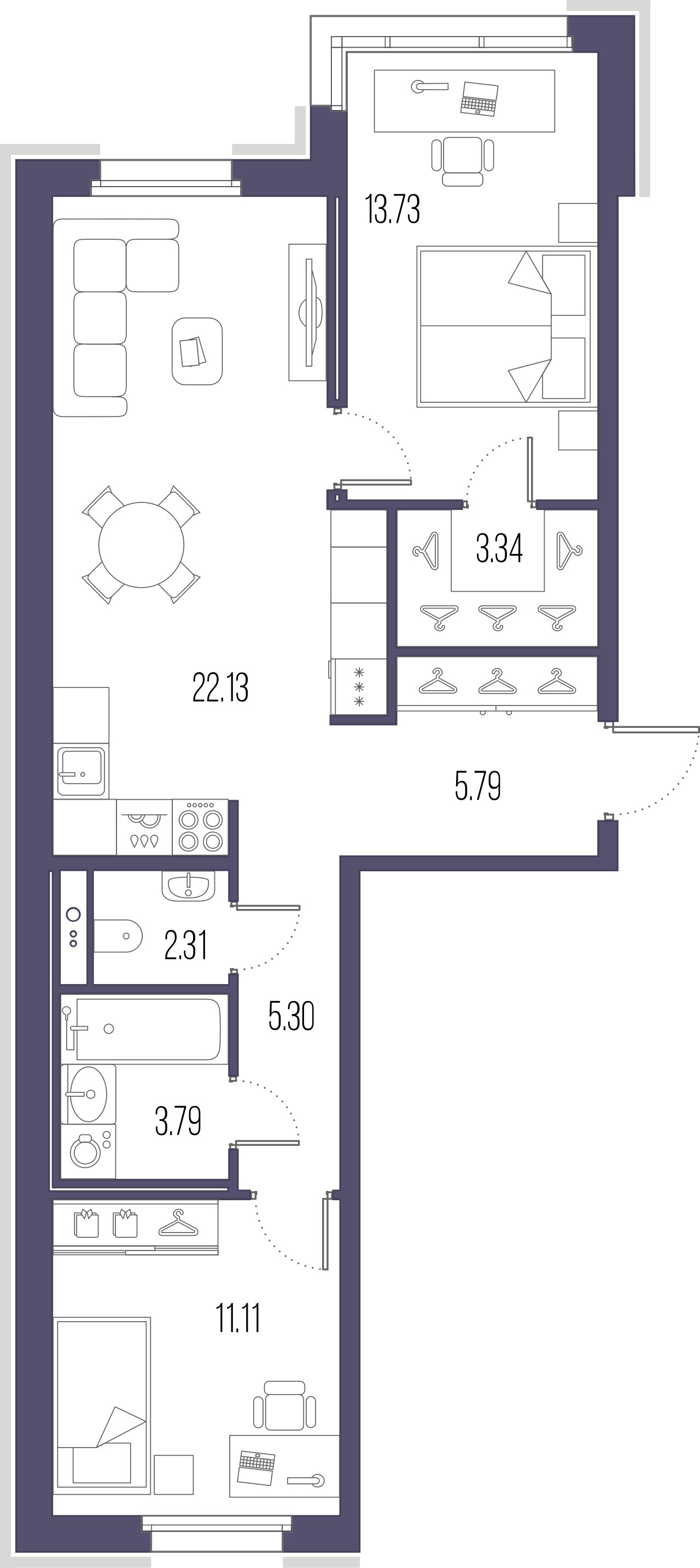 2-комнатная квартира  №12 в Сампсониевский, 32: 66.49 м², этаж 4 - купить в Санкт-Петербурге