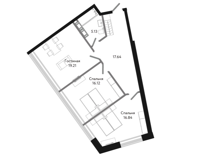 2-комнатная квартира  №3-5-2 в Next: 75.9 м², этаж 3 - купить в Санкт-Петербурге
