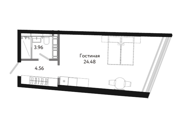 1-комнатная квартира  №1-11-12 в Next: 33.1 м², этаж 11 - купить в Санкт-Петербурге
