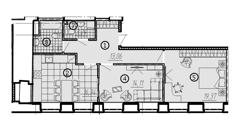 2-комнатная квартира  №40 в Мадонна Бенуа: 71.5 м², этаж 5 - купить в Санкт-Петербурге