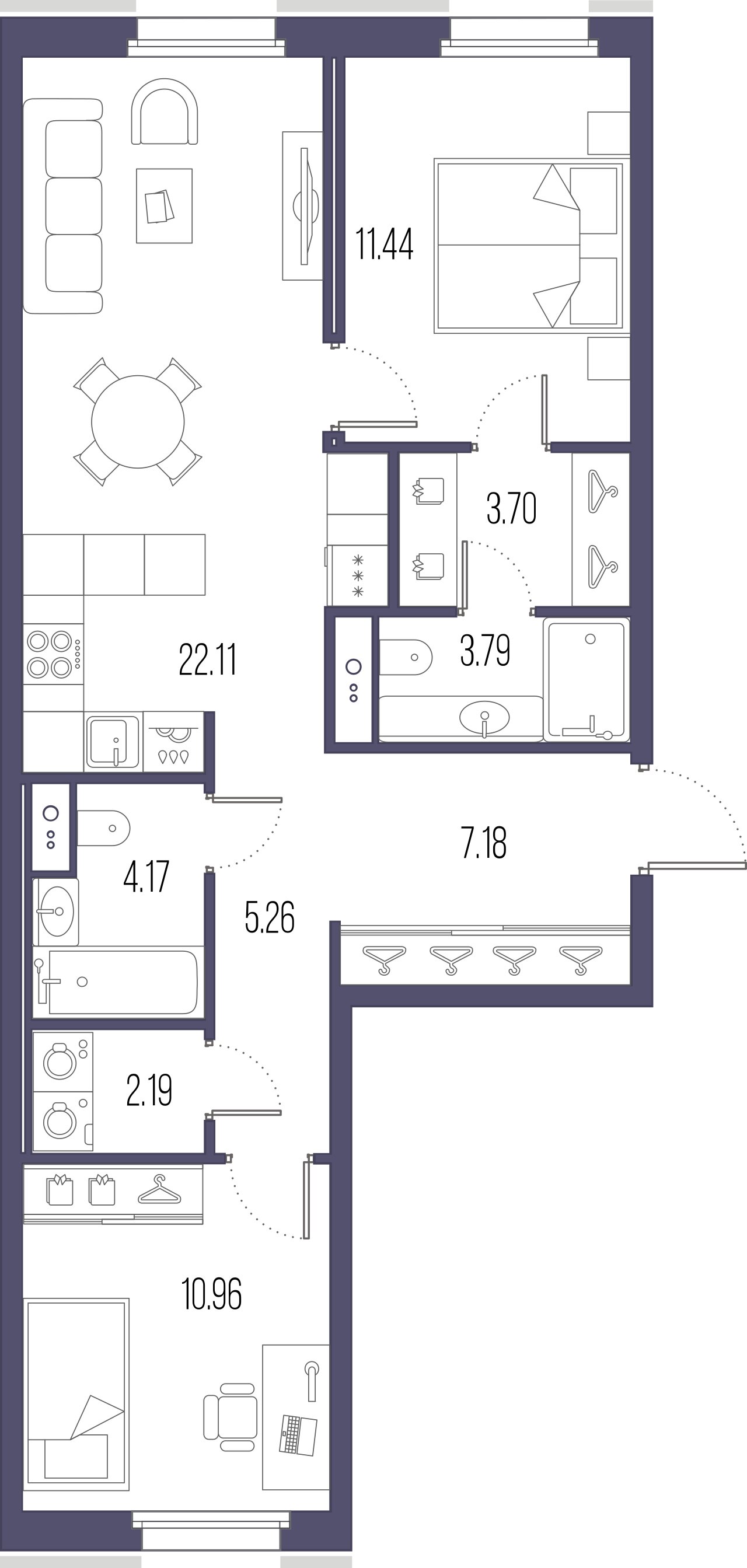 2-комнатная квартира  №426 в Сампсониевский, 32: 69.9 м², этаж 7 - купить в Санкт-Петербурге