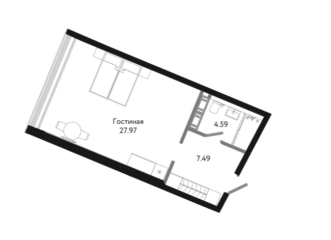 1-комнатная квартира  №3-10-4 в Next: 40.5 м², этаж 10 - купить в Санкт-Петербурге