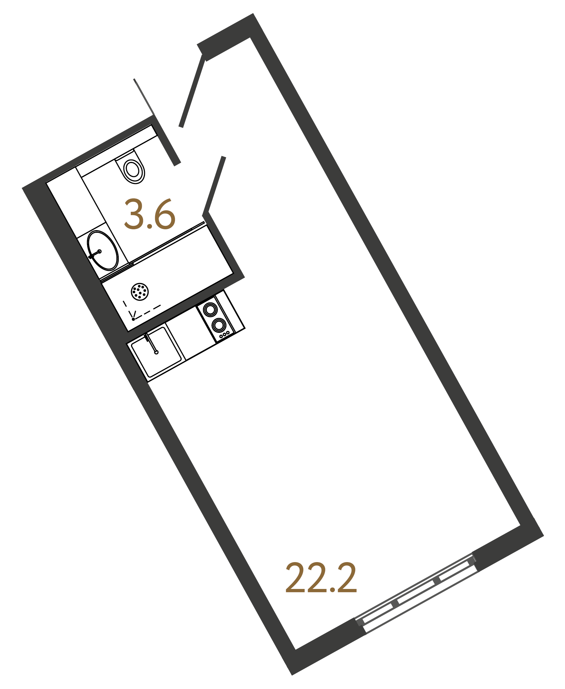 1-комнатная квартира  №528 в М103: 25.8 м², этаж 5 - купить в Санкт-Петербурге