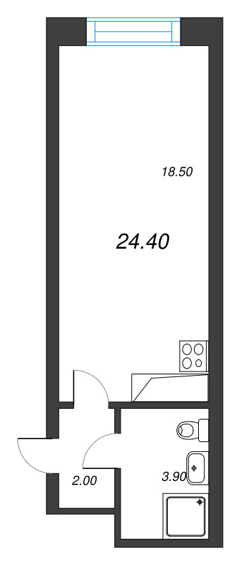 1-комнатная квартира  №209 в Aura: 24.4 м², этаж 8 - купить в Санкт-Петербурге