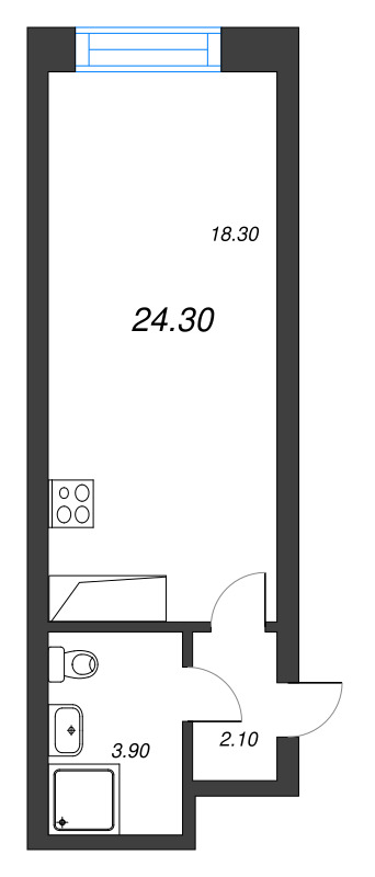 1-комнатная квартира  №229 в Aura: 24.3 м², этаж 10 - купить в Санкт-Петербурге