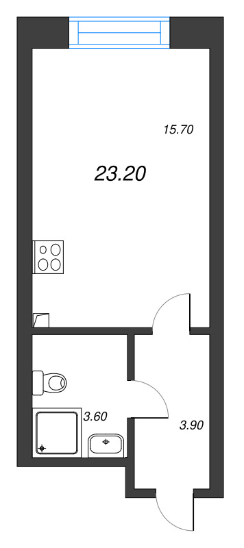1-комнатная квартира  №133 в NEOPARK: 23.2 м², этаж 2 - купить в Санкт-Петербурге