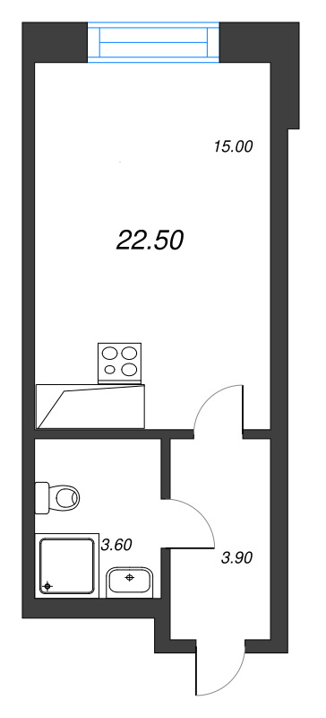 1-комнатная квартира  №213 в Victory plaza: 22.5 м², этаж 9 - купить в Санкт-Петербурге
