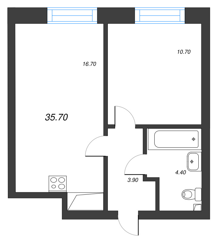 1-комнатная квартира  №394 в Imperial club: 35.7 м², этаж 12 - купить в Санкт-Петербурге