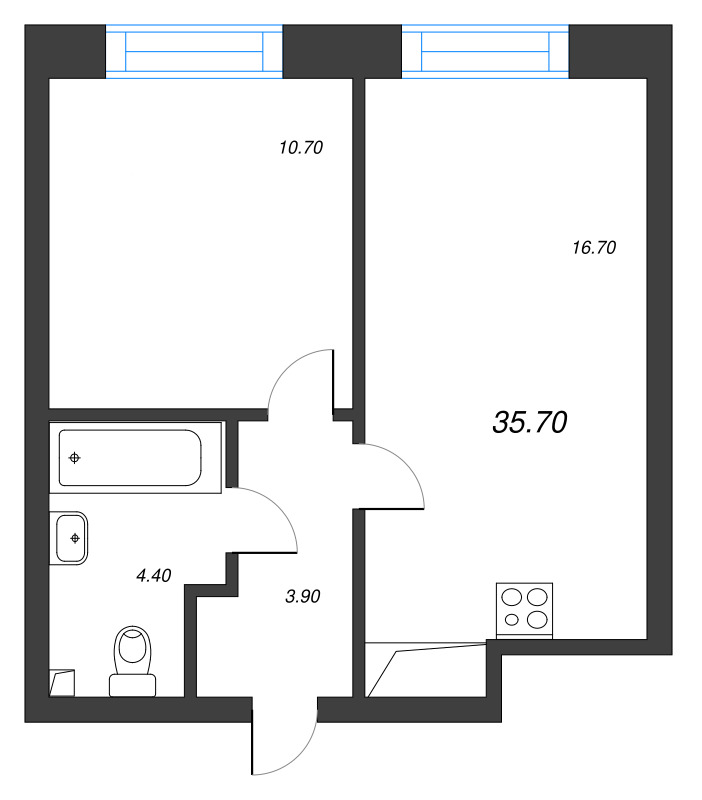 1-комнатная квартира  №45 в Imperial club: 35.7 м², этаж 6 - купить в Санкт-Петербурге