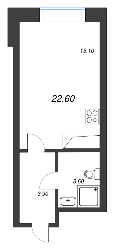1-комнатная квартира  №160 в NEOPARK: 22.6 м², этаж 4 - купить в Санкт-Петербурге