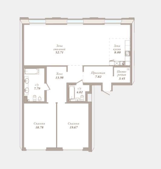 2-комнатная квартира  №21 в Приоритет: 140.2 м², этаж 2 - купить в Санкт-Петербурге