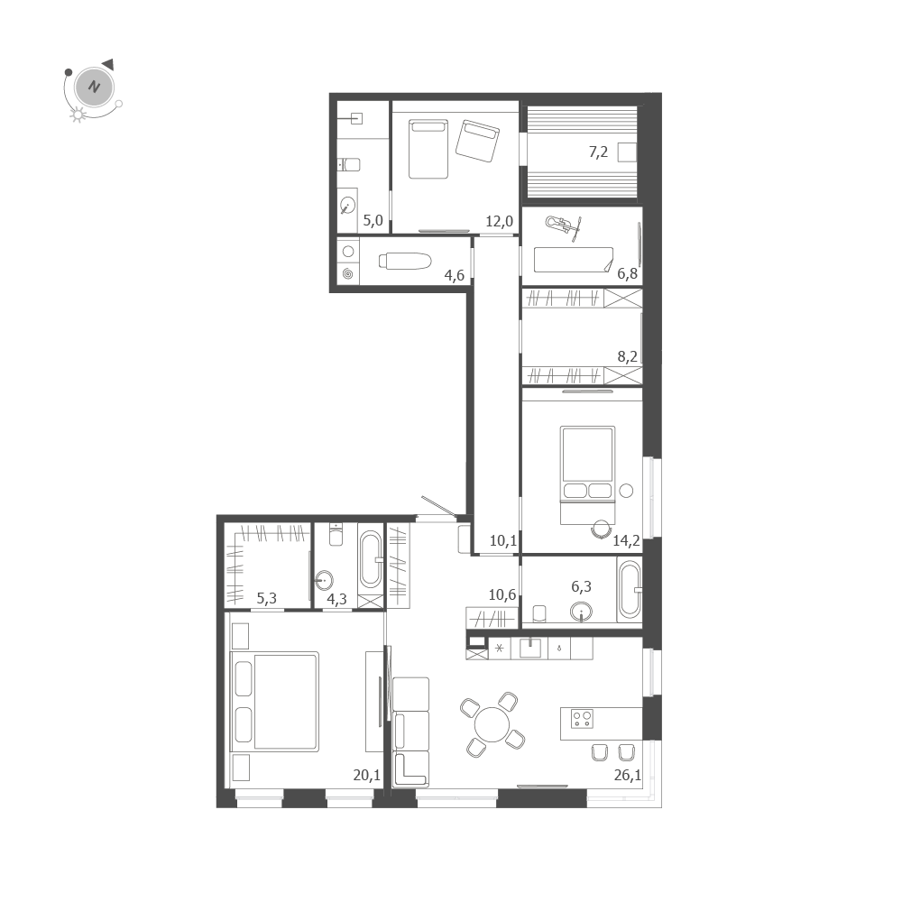 2-комнатная квартира  №4 в ЛДМ: 140.6 м², этаж 3 - купить в Санкт-Петербурге