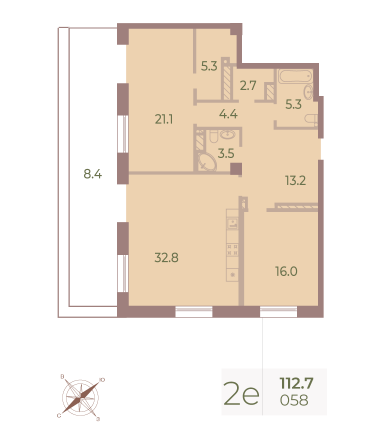 2-комнатная квартира  №58 в Neva Haus: 111.5 м², этаж 9 - купить в Санкт-Петербурге