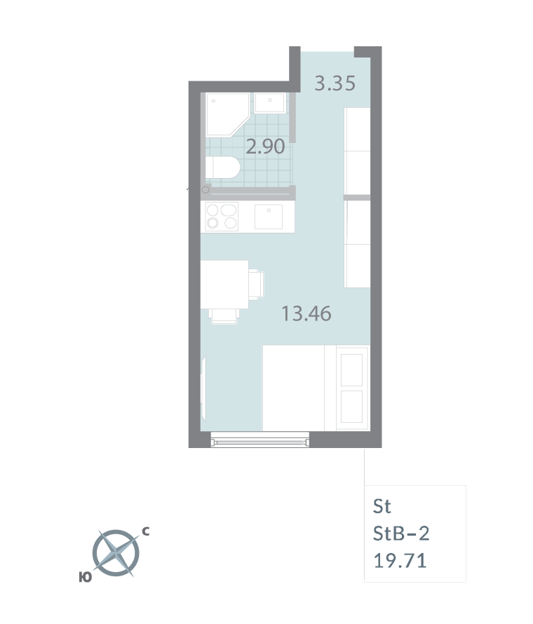 1-комнатная квартира  №102 в Морская набережная II очередь: 19.4 м², этаж 17 - купить в Санкт-Петербурге