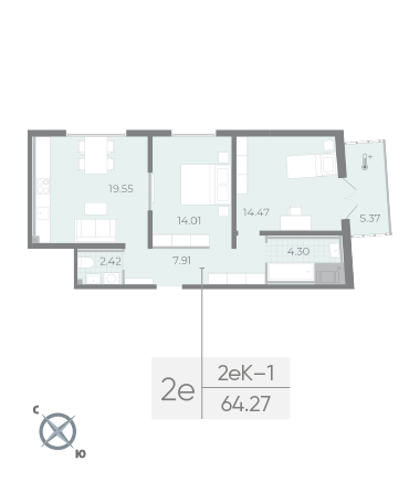 1-комнатная квартира  №120 в Морская набережная II очередь: 65.8 м², этаж 17 - купить в Санкт-Петербурге