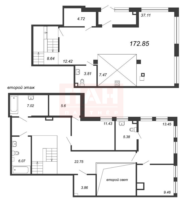 2-комнатная квартира  №4A в Маленькая Франция: 177 м², этаж 1 - купить в Санкт-Петербурге
