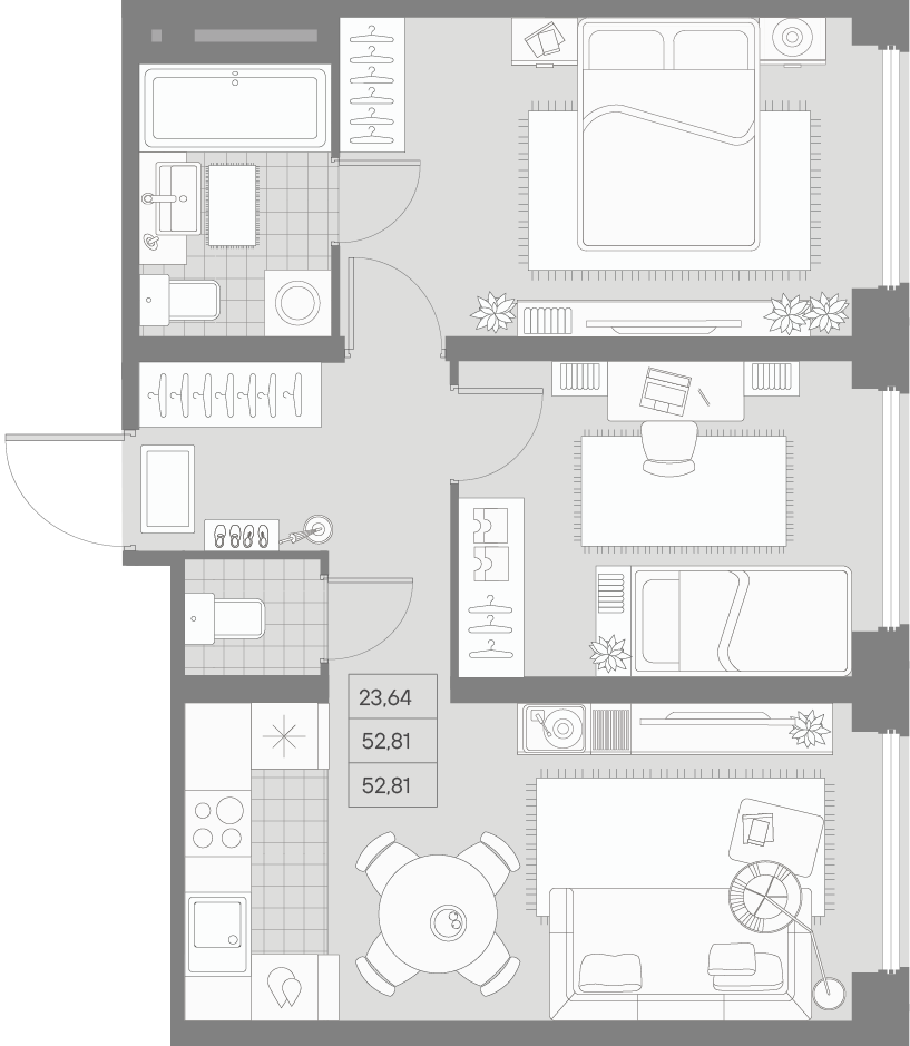 2-комнатная квартира  №408 в Avant: 52.56 м², этаж 4 - купить в Санкт-Петербурге