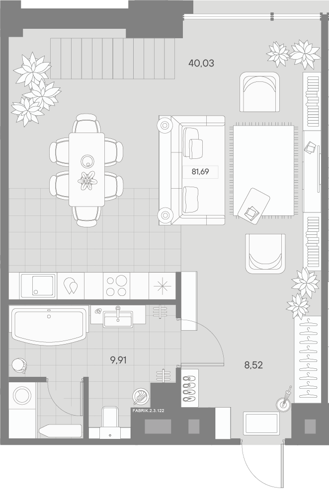 1-комнатная квартира  №122 в Avant: 81.69 м², этаж 3 - купить в Санкт-Петербурге