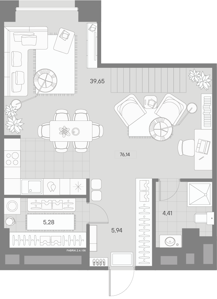1-комнатная квартира  №156 в Avant: 76.14 м², этаж 4 - купить в Санкт-Петербурге