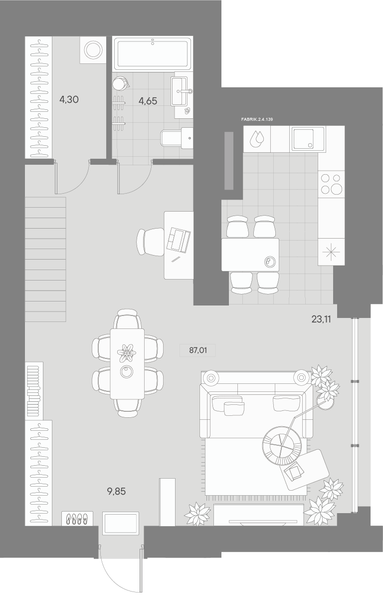 1-комнатная квартира  №139 в Avant: 88.01 м², этаж 4 - купить в Санкт-Петербурге