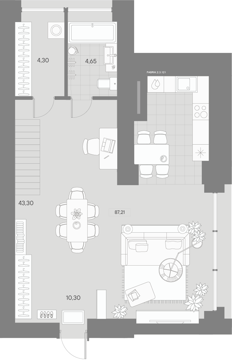 1-комнатная квартира №53 в: AVANT: 88.69 м²; этаж: 3 - купить в Санкт-Петербурге