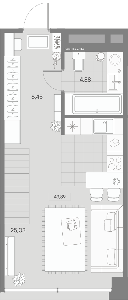1-комнатная квартира  №144 в Avant: 49.89 м², этаж 4 - купить в Санкт-Петербурге