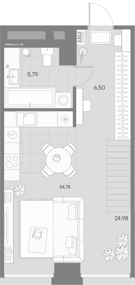 1-комнатная квартира  №151 в Avant: 54.78 м², этаж 4 - купить в Санкт-Петербурге