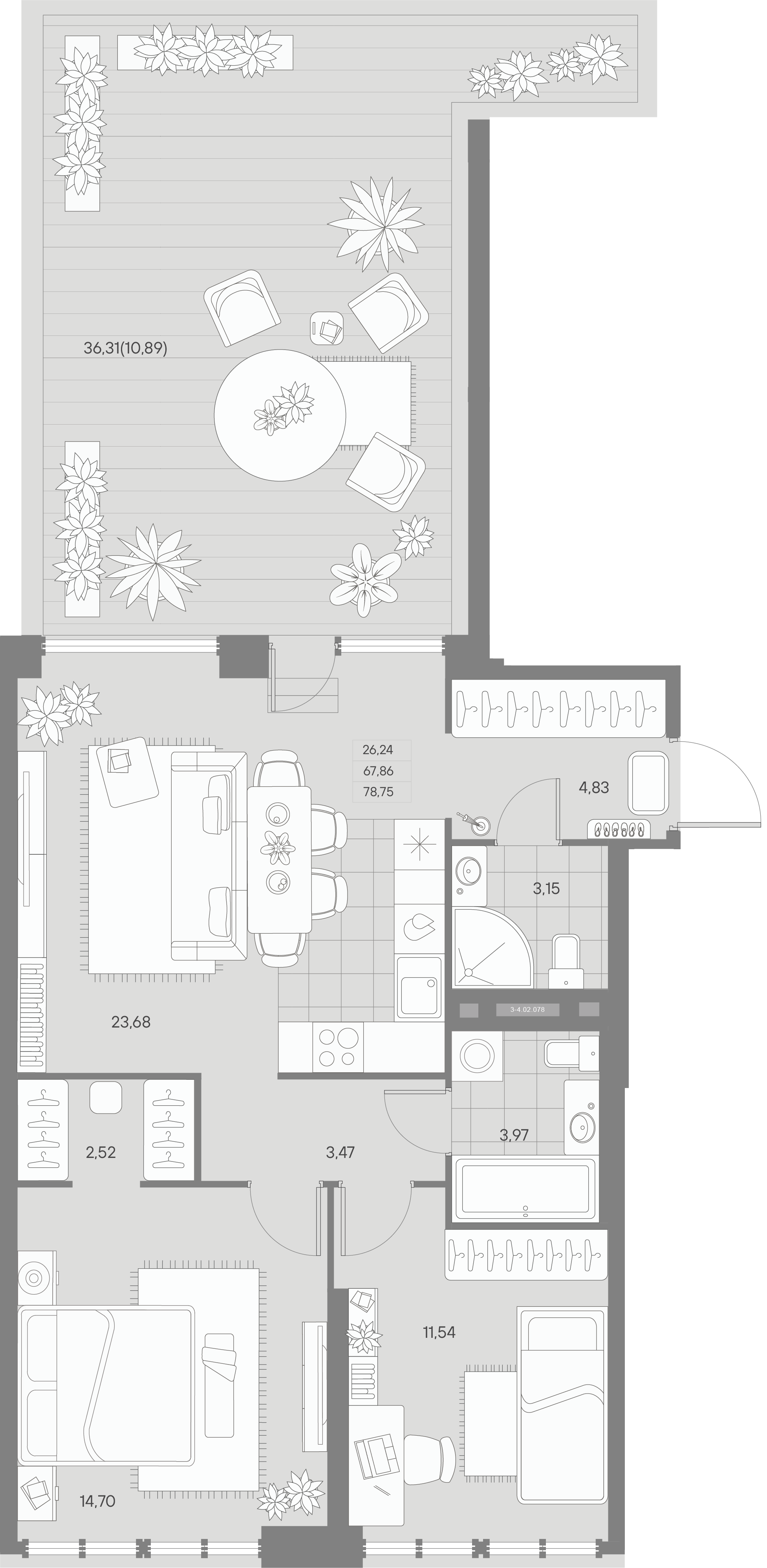 2-комнатная квартира  №78 в Avant: 78.75 м², этаж 2 - купить в Санкт-Петербурге